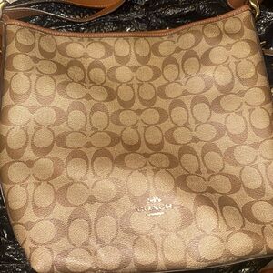 Coach Tan/Brown Signature Canvas Shoulder Bag